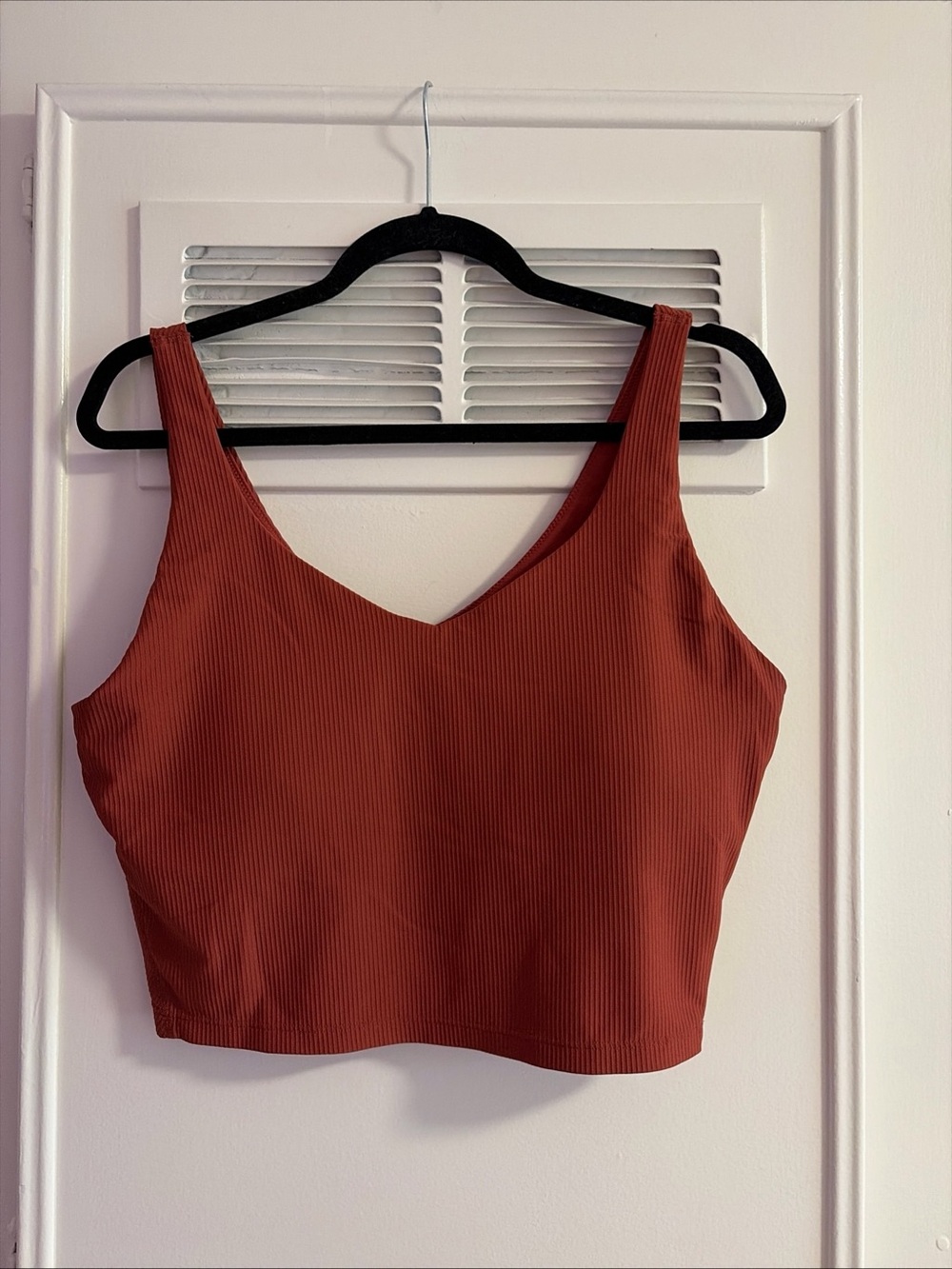 Old Navy Ribbed V-Neck Crop Top Orange Long Line Active Bra Low Impact Tank